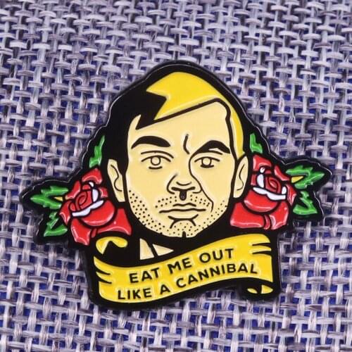 Eat me out like a cannibal enamel pin flower brooches Gothic art jewelry