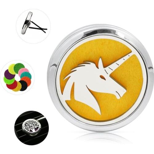 Pretty angel Lotus cute dog snowflake unicorn Car vent clips Diffuser locket parfum Essential Oil Perfume locket medallion 10Pad