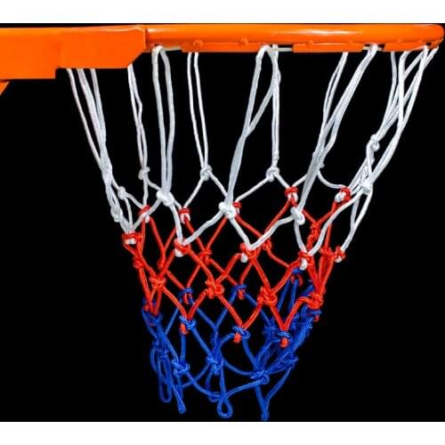 Standard Basketball Net Nylon Sports Basketball Hoop Mesh Net Backboard 4mm Thread 12 Loops White Red Blue for Training Practice