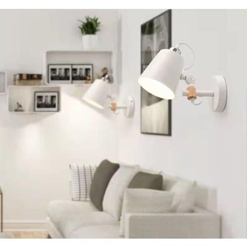 Nordic style solid wood LED wall lamp modern minimalist art bedside lamp wooden interior staircase rotating aisle lamp