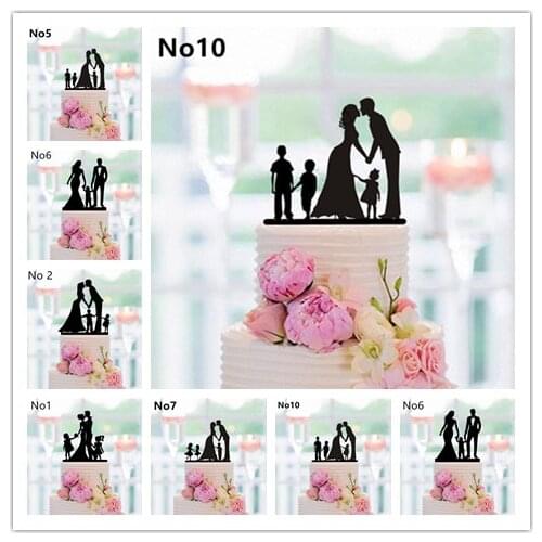 New Family Style Cake Topper Family Silhouette Wedding Cake Topper Bride and Groom Couple Topper Wedding , Anniversary Decor