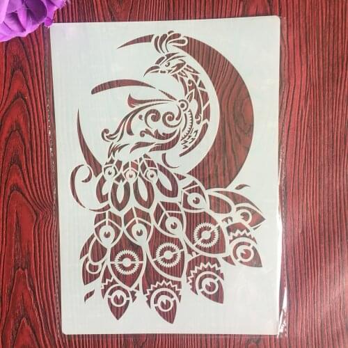 A4 29 * 21cm peacock Mandala DIY Stencils Wall Painting Scrapbook Coloring Embossing Album Decorative Paper Card Template