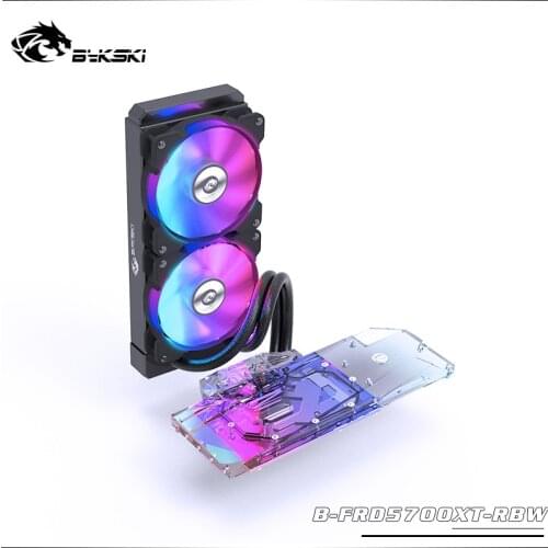 BYKSKI GPU Water Block for AMD Radeon RT5700XT /RT5700 With 240mm Radiator 2pcs Fan A-RGB Light GPU Heat Sink Liquid cooling pc