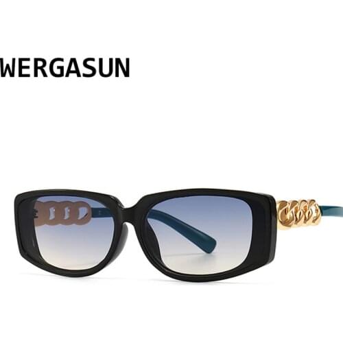 WERGASUN 2021 Small Rectangular Womens Retro Brand Designer Glasses Square Sunglasses Vintage Brand Glasses Women