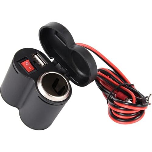 Waterproof 12V-24V Motorcycle/Bike Cigarette Lighter Charger Socket USB Power 6cmx5cm