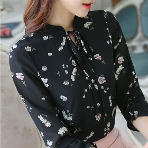 Oversize Womens Flower Print Chiffon Shirt New 2021 Spring Summer Loose Ladies Long Sleeved Bottoming blouse Temperament Tops