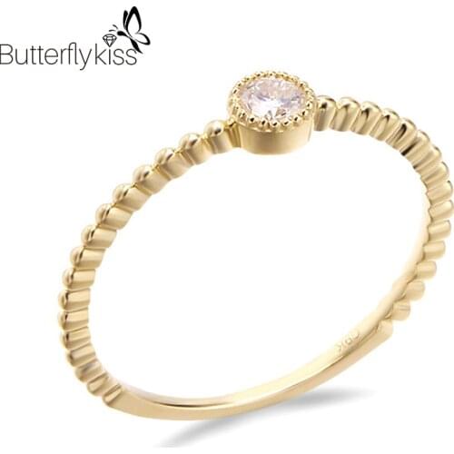 BK 9K Genuine Gold 585 Moissanite Diamond Rings For Women Luxury Classic Simple Jewelry Wedding Party Gifts Korea Style