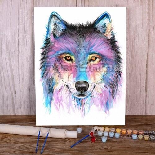 Wolf Animal DIY Paint By Numbers Set Oil Paints 40*50 Canvas Pictures Loft Wall Picture For Wholesale