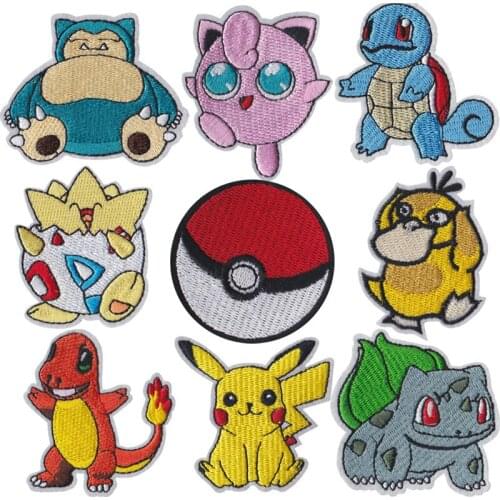 1Pcs Pokemon Cloth Patch Pikachu Clothes Stickers Sew on Embroidery Patches Applique Iron on Clothing Cartoon DIY Garment Decor