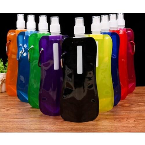 100piece/lot New multicolor Environmental protection plastic mountaineering convenient water bottle creative folding water bag