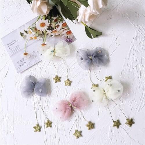 15pcs/lot Net sling with star small bow DIY Tie Shaped Appliques Satin Ribbon Bow Appliques Craft DIY Wedding Decoration