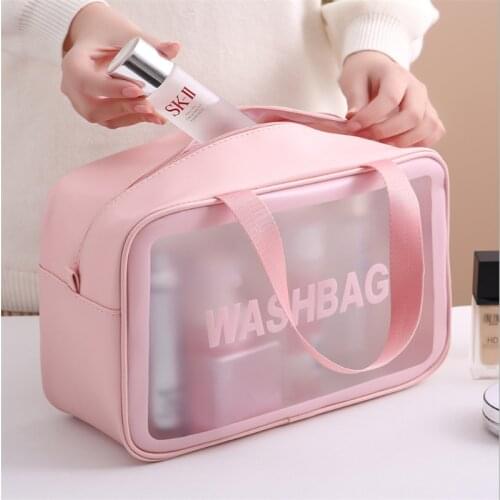 Transparent PVC Cosmetic Bag Large Capacity Wash Bag Waterproof Toiletries Organize Women Make Up Bags Portable Storage Bag