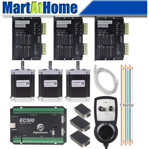 3 Axis CNC Stepper Driver Kit Mach3 Ethernet 460 KHz with MPG Controller for DIY CNC Router