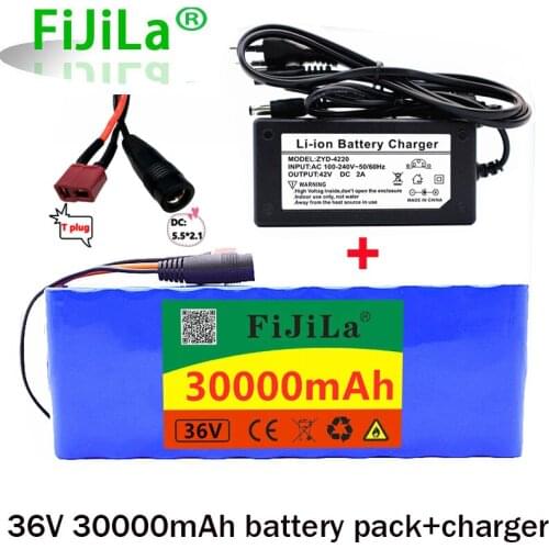 New 36V 30Ah10S2P 18650 Rechargeable battery pack 30000mAh,modified Bicycles,electric vehicle 42V Protection PCB+42V Charger