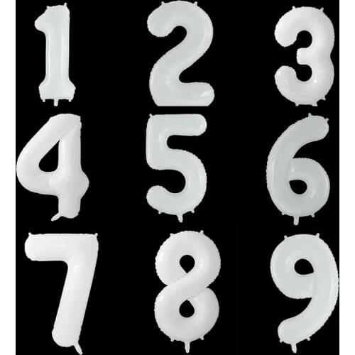 40inch Large White Number Balloons 1 2 3 4 5 6 7 8 9 Foil Balloon Birthday Party Decorations Figures Globos Baby Shower Decorate