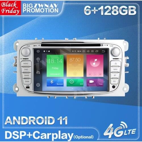 6+128G Android 11 Radio Receiver For FORD Focus S-MAX Mondeo C-MAX Galaxy Car GPS Multimedia Audio Stereo Video Player Head Unit