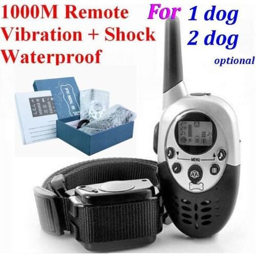 60set/lot* Dog Trainer 1000M Waterproof Rechargeable LCD Remote Pet Dog Training Collar Electric Shock Large Dog Control E613