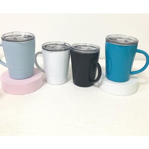 8oz Milk Cups With Handle Portable Coffee Mugs Stainless Steel With Lids Insulated Drinkware Eco-Friendly Colorful For Gift