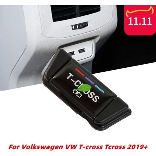 Car Rear Console Center USB Equip Charging Port Protective Cover for Volkswagen VW T-cross Tcross 2019 Dust-proof Frame