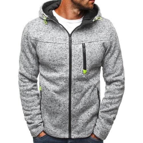2019 Fashion Men oodies Solid Color Hooded Jacket Zippered Long Sleeve Coat Sweatshirt Top For Mens Hoodies Clothing