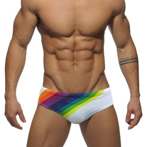 Mens Swim suit RainBow Wear Briefs Swimming Push-Up Sexy Bikini Swimsuit Beach Short Surfing trunks men bathing suit