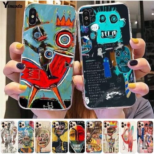 Yinuoda Jean Michel Basquiat Art Graffiti Soft Rubber Phone Cover for iPhone 8 7 6 6S Plus X 5S SE 2020 XR 11 12 pro XS MAX