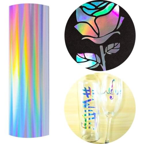 Iridescent Silver Self Adhesive Permanent Vinyl Film Sign Making Vinyl Sticker Craft Waterproof Letter Cup/Wall/Glass Decor DIY