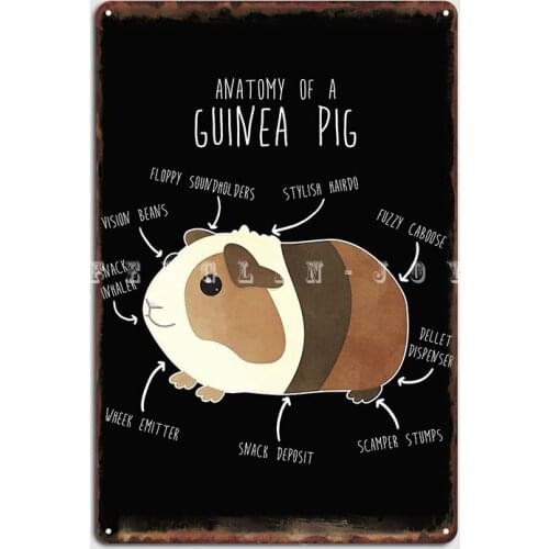 Gift For Guinea Pig Lovers Anatomy Of A Guinea Pig Metal Plaque Poster Personalized Wall Decor Party Tin Sign Poster