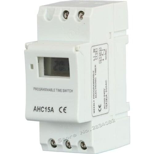 220V LCD Weekly Programmable Timer Din rail 7 Days Digital Electronic Time Switch Relay for Time Control AHC15A