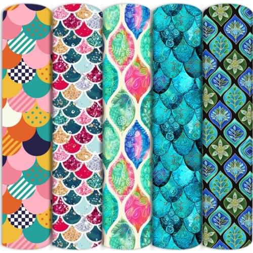 Mermaid Scales Polyester Cotton Fabric for Tissue Sewing Quilting Fabric Needlework Pillows Material DIY Handmade,c18649
