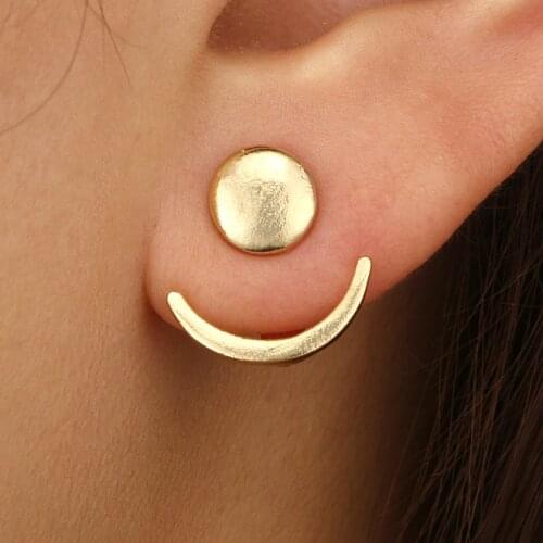 Small Round Circle Earrings for Women Gold Color Retro Bohemian Ethnic Jewelry Gifts Geometric Moon Fashion Accessories