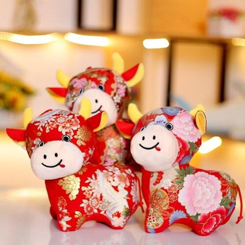 Year of Ox Mascot Pendant Plush Toy Small Doll Zodiac Doll New Yearss Banquet Gift Custom Logo Wholesale
