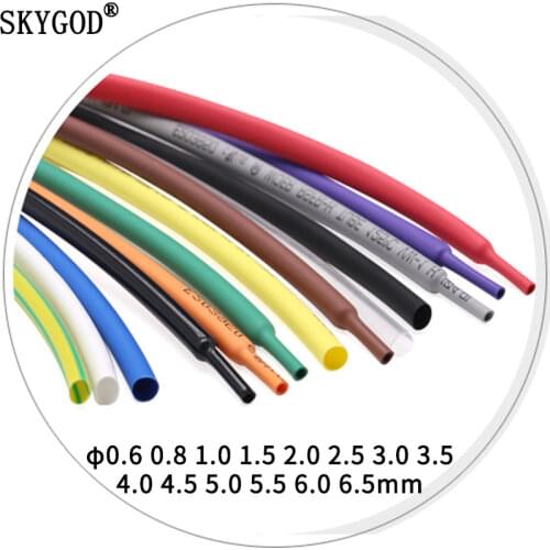 5M Diameter 0.6 0.8 1 1.5 2 2.5 3 3.5 4 4.5 5 5.5 6 mm Polyolefin Heat Shrink Tube 2:1 Shrink Ratio Insulated Cable Sleeve