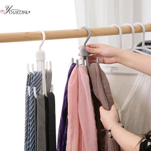 OYOURLIFE 360° Rotatable Double Storage Hanger Multi-function Clothes Tie Scarves Handbag Hanging Holder Wardrobe Organizers