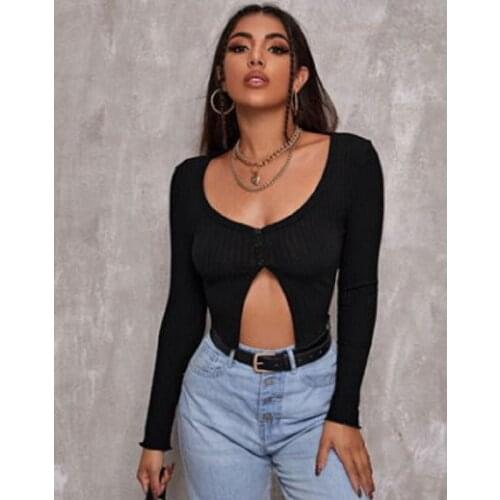 2021 Womens Summer New Sexy Short Sleeve Open Navel Cardigan Top Sexy Lace Up Knitted T-shirt Knitted Sweater