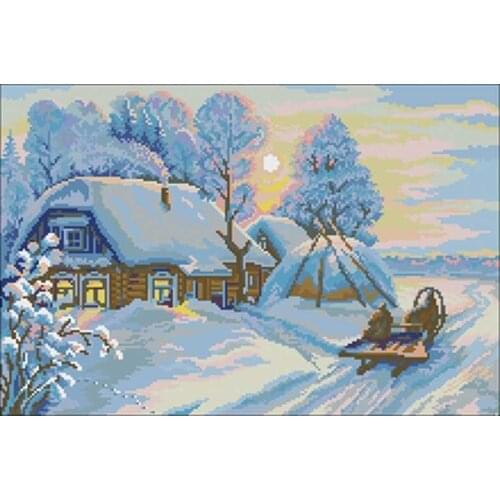 Winter sun scenery patterns Counted Cross Stitch 11CT 14CT 18CT DIY Chinese Cross Stitch Kits Embroidery Needlework Set
