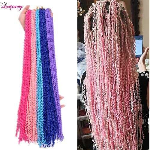 Zizi Braids Crochet Box Braiding Synthetic Hair Extensions Purple Pink Blue 28 Inch Long Curly Crochet Braiding Hair For Women