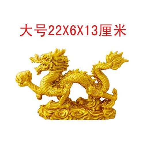 Gold Zodiac dragon ornaments imitation pure copper dragon hanlong fortune town house kaiguang crafts home decoration