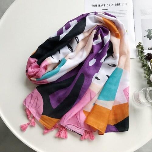 2019 Cotton Big Leaf Print Tassel Scarves And Shawls Long Bohemia Style Wrap Hijab Scarf Wholesale 10pcs/lot Free Shipping