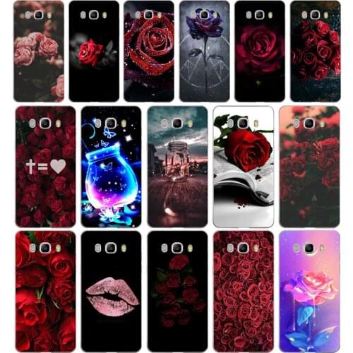 280FG Red Rose Flowers Soft Silicone Tpu Cover phone Case for Samsung j3 j5 j7 2016 2017 j330 j2 j6 Plus 2018