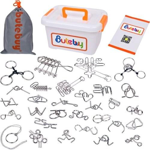 30PCS/Set IQ Metal Wire Puzzle Magic Mind Brain Teaser Puzzles Game for Adults Children