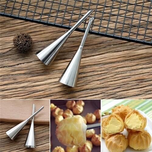 4pcs Stainless Steel Long Puff Cream Icing Piping Nozzle Tip Injector Cake Pastry Confectionery Decorating Silk Flower Tool