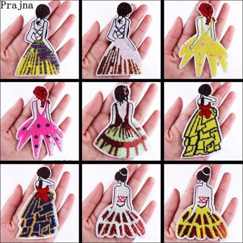 Cartoon Sequin Girl Patch Iron On Patches For Clothing Stickers Unicorn Embroidered Patches On Clothes Applique Heart Badges