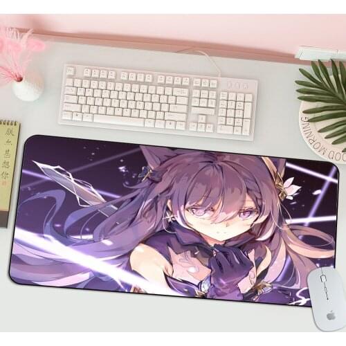Keqing Genshin Impact High Speed New Mousepad Large Gaming Mouse Pad Anti-slip Perfect Locking PC Computer Desk Mat Kawaii Mats