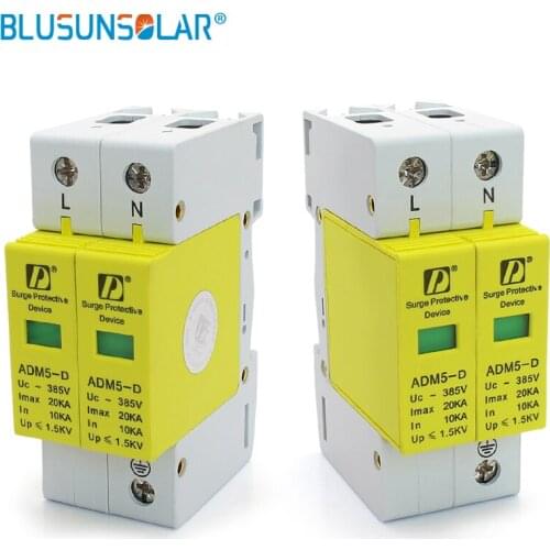 BULSUNSOLAR10PCS /Lot 2P L+N 10~20KA 220V 385V AC Din Rail Surge Protection Lighting Arrester Brand New In Box Over Voltage