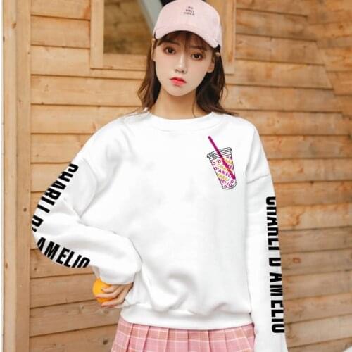 Charli Damelio Merch For Girl Funny Round Neck Sweatshirts Women Unisex Casual Lce Coffee Splatter Pullover Long Sleeve Tops