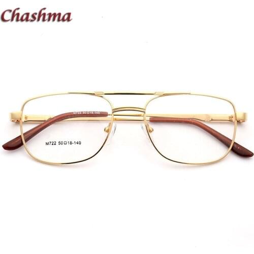 Chashma Men Prescription Glasses Progressive Eyewear Spectacles Gold Eyeglass Alloy Optical Frame for Male and Female