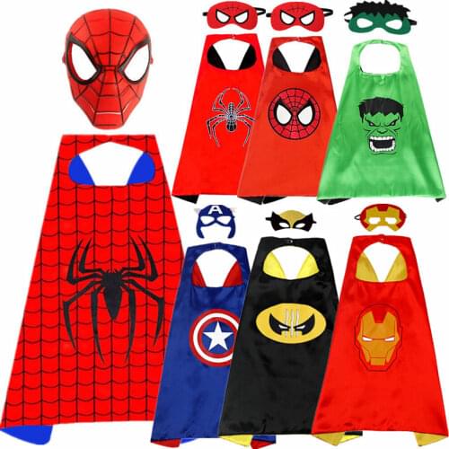 Child Avengers Mask Spiderman/Hulk/Iron Man/Captain America Cloak Cosplay Costume Boy Girl Halloween Superhero Robe Show