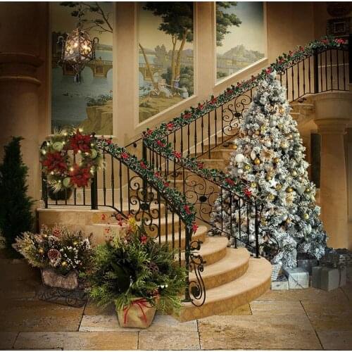 Christmas tree Interior staircase Decorations Palace light backdrops Vinyl cloth High quality Computer print wall background