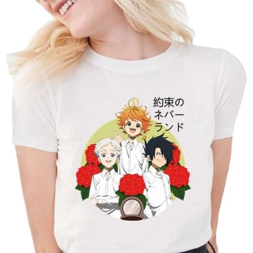 White Tshirts For Women The Promised Neverland Women T-Shirt Anime Harajuku Short Sleeve Streetwear T-shirt Casual Tshirt Homme